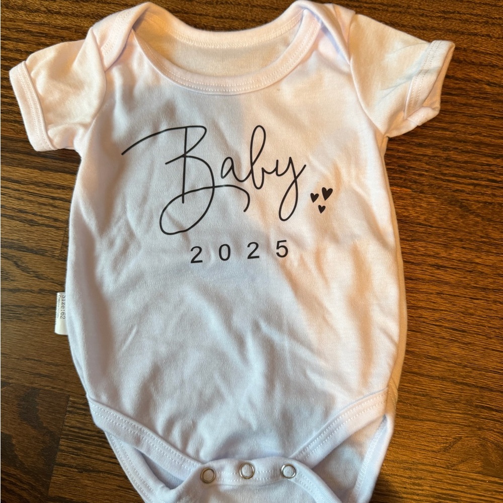 White Baby Onesie with Black Print